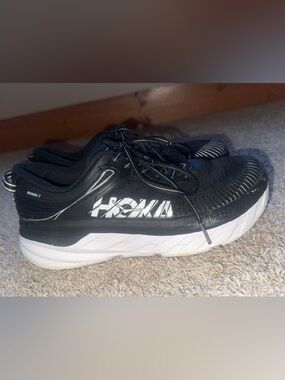Hoka Bondi 7 Black and White Men’s Athletic Running Shoe